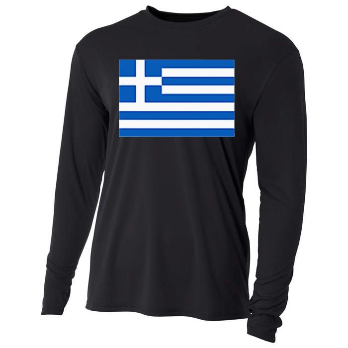 Greece Gift Women Men Kids Left Chest Greek Flag Souvenir Cooling Performance Long Sleeve Crew