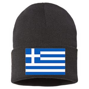 Greece Gift Women Men Kids Left Chest Greek Flag Souvenir Sustainable Knit Beanie