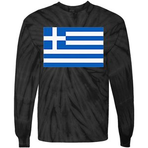 Greece Gift Women Men Kids Left Chest Greek Flag Souvenir Tie-Dye Long Sleeve Shirt