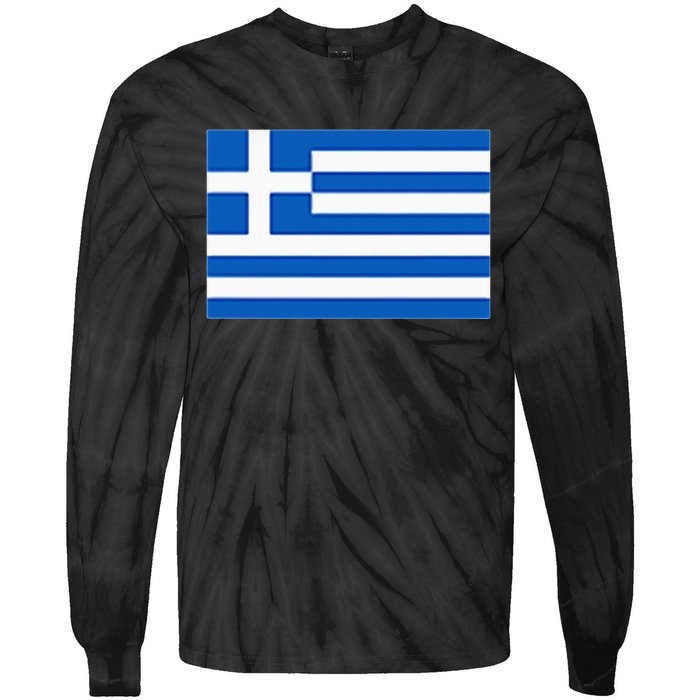 Greece Gift Women Men Kids Left Chest Greek Flag Souvenir Tie-Dye Long Sleeve Shirt