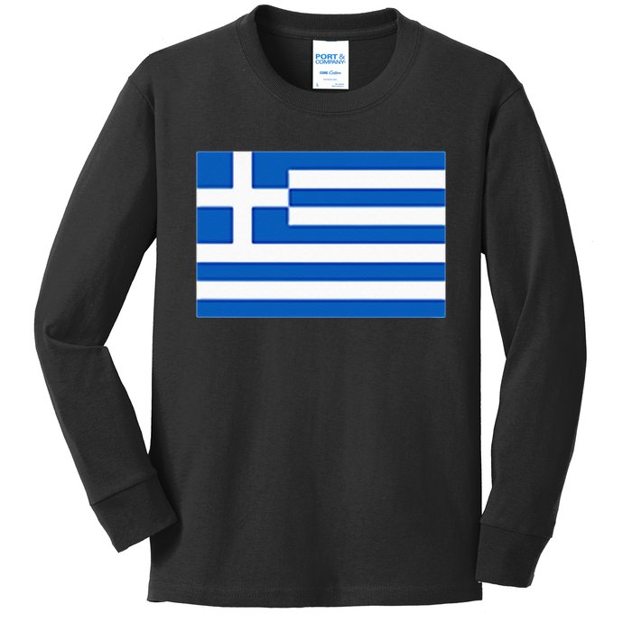 Greece Gift Women Men Kids Left Chest Greek Flag Souvenir Kids Long Sleeve Shirt