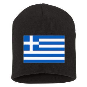 Greece Gift Women Men Kids Left Chest Greek Flag Souvenir Short Acrylic Beanie