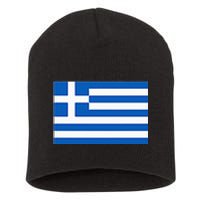 Greece Gift Women Men Kids Left Chest Greek Flag Souvenir Short Acrylic Beanie