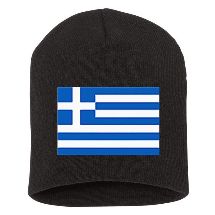 Greece Gift Women Men Kids Left Chest Greek Flag Souvenir Short Acrylic Beanie