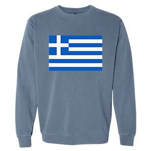 Greece Gift Women Men Kids Left Chest Greek Flag Souvenir Garment-Dyed Sweatshirt