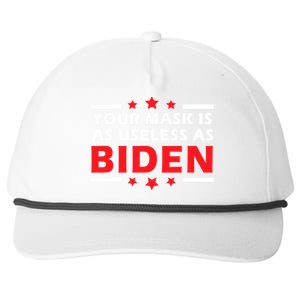 Great Gift Your Mask Is As Useless As Joe Biden Sucks Snapback Five-Panel Rope Hat