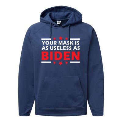 Great Gift Your Mask Is As Useless As Joe Biden Sucks Performance Fleece Hoodie