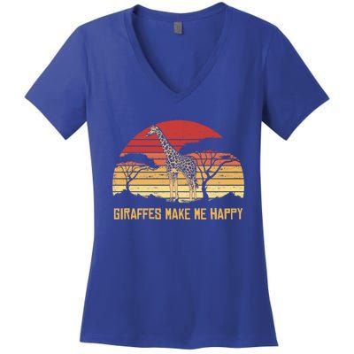 Giraffe Gift Zookeeper Gift Vintage African Sw Gift Women's V-Neck T-Shirt