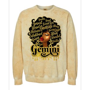 Gemini Girl Zodiac Sign Birthday Queen Afro Black Colorblast Crewneck Sweatshirt