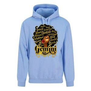 Gemini Girl Zodiac Sign Birthday Queen Afro Black Unisex Surf Hoodie