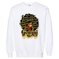 Gemini Girl Zodiac Sign Birthday Queen Afro Black Garment-Dyed Sweatshirt