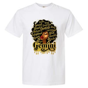 Gemini Girl Zodiac Sign Birthday Queen Afro Black Garment-Dyed Heavyweight T-Shirt