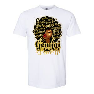 Gemini Girl Zodiac Sign Birthday Queen Afro Black Softstyle CVC T-Shirt