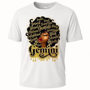 Gemini Girl Zodiac Sign Birthday Queen Afro Black Cooling Performance Crew T-Shirt