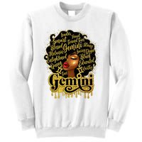 Gemini Girl Zodiac Sign Birthday Queen Afro Black Sweatshirt