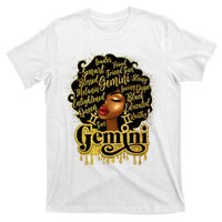 Gemini Girl Zodiac Sign Birthday Queen Afro Black T-Shirt