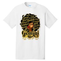 Gemini Girl Zodiac Sign Birthday Queen Afro Black Tall T-Shirt