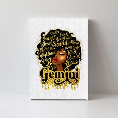 Gemini Girl Zodiac Sign Birthday Queen Afro Black Canvas