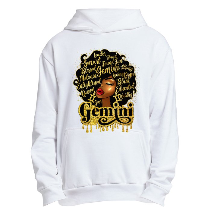 Gemini Girl Zodiac Sign Birthday Queen Afro Black Urban Pullover Hoodie