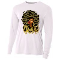 Gemini Girl Zodiac Sign Birthday Queen Afro Black Cooling Performance Long Sleeve Crew