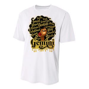 Gemini Girl Zodiac Sign Birthday Queen Afro Black Performance Sprint T-Shirt