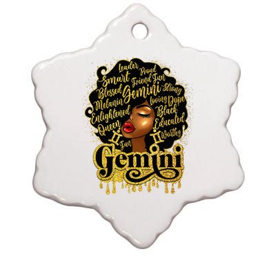 Gemini Girl Zodiac Sign Birthday Queen Afro Black Ceramic Star Ornament