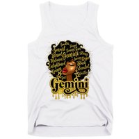 Gemini Girl Zodiac Sign Birthday Queen Afro Black Tank Top