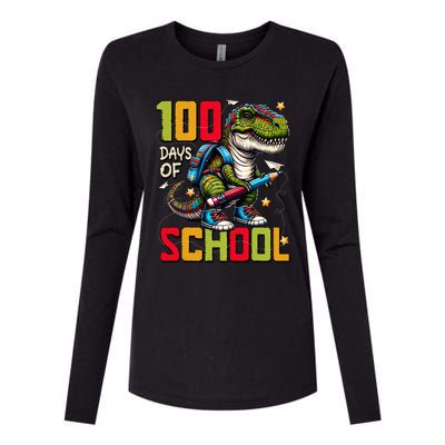 Groovy Happy 100th Day Of School For Teacher Student Womens Cotton Relaxed Long Sleeve T-Shirt