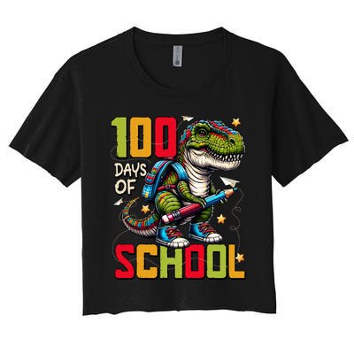 Groovy Happy 100th Day Of School For Teacher Student Women's Crop Top Tee