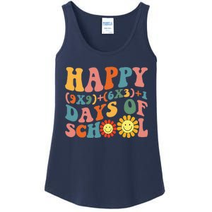 Groovy Happy 100 Days Of School Math Formula Teachers Ladies Essential Tank