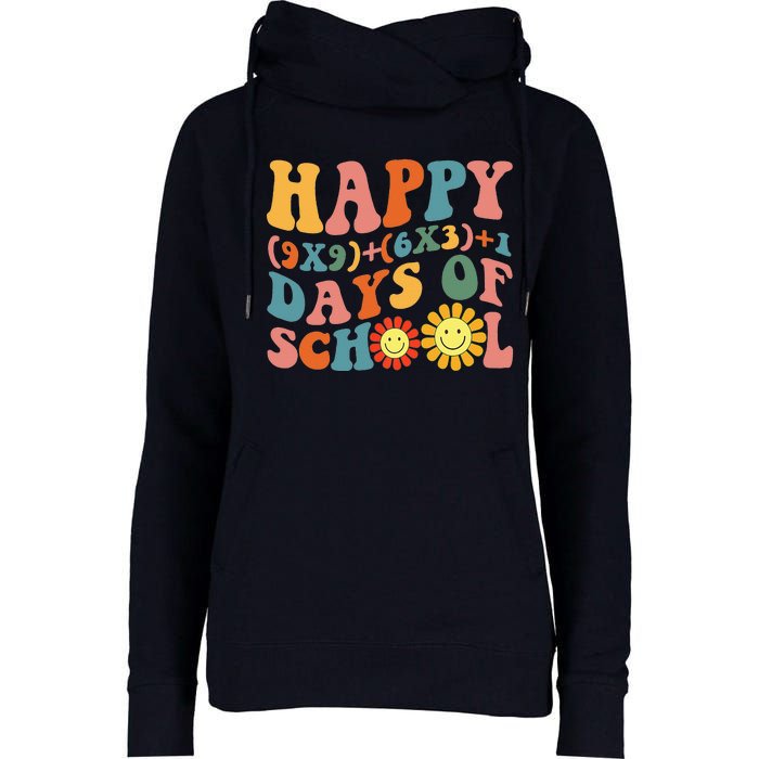 Groovy Happy 100 Days Of School Math Formula Teachers Womens Funnel Neck Pullover Hood