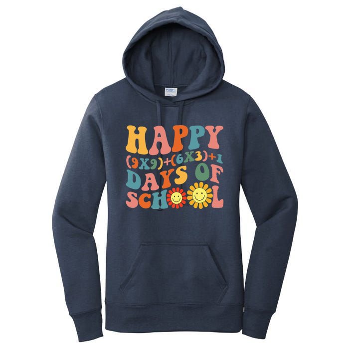 Groovy Happy 100 Days Of School Math Formula Teachers Women's Pullover Hoodie