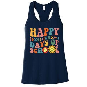 Groovy Happy 100 Days Of School Math Formula Teachers Women's Racerback Tank