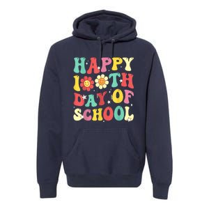 Groovy Happy 100th Day Of School Cute Students Teachers Premium Hoodie