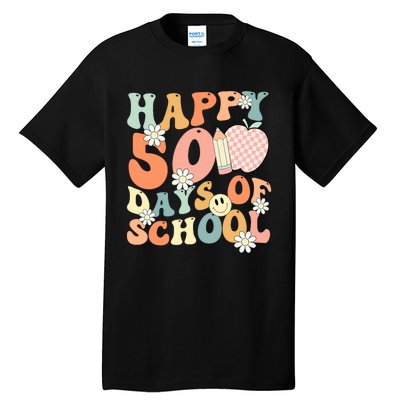 Groovy Happy 50 Days Of School 50th Day Of School Students Tall T-Shirt