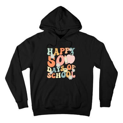 Groovy Happy 50 Days Of School 50th Day Of School Students Tall Hoodie