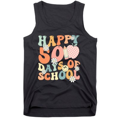 Groovy Happy 50 Days Of School 50th Day Of School Students Tank Top