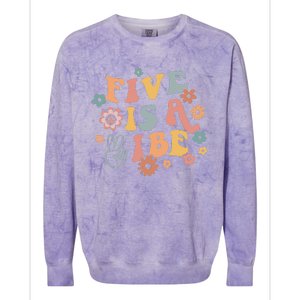 Groovy Hippie 5 Is A Vibe Boy 5th Birthday Party Decoration Colorblast Crewneck Sweatshirt