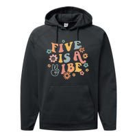 Groovy Hippie 5 Is A Vibe Boy 5th Birthday Party Decoration Performance Fleece Hoodie