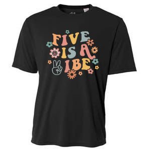 Groovy Hippie 5 Is A Vibe Boy 5th Birthday Party Decoration Cooling Performance Crew T-Shirt