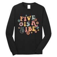 Groovy Hippie 5 Is A Vibe Boy 5th Birthday Party Decoration Long Sleeve Shirt