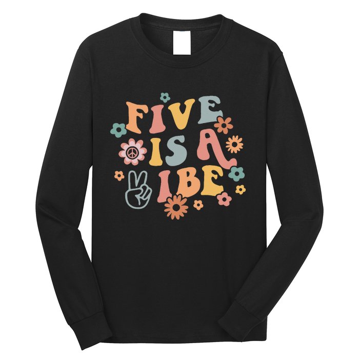 Groovy Hippie 5 Is A Vibe Boy 5th Birthday Party Decoration Long Sleeve Shirt