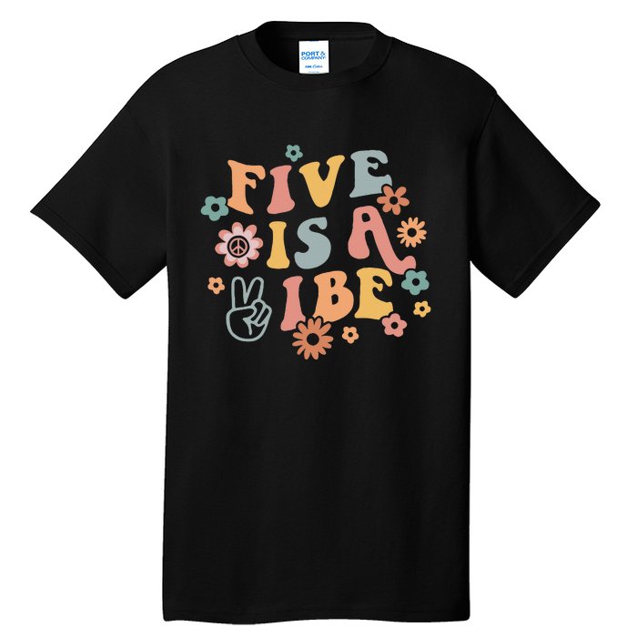 Groovy Hippie 5 Is A Vibe Boy 5th Birthday Party Decoration Tall T-Shirt