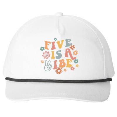 Groovy Hippie 5 Is A Vibe Boy 5th Birthday Party Decoration Snapback Five-Panel Rope Hat