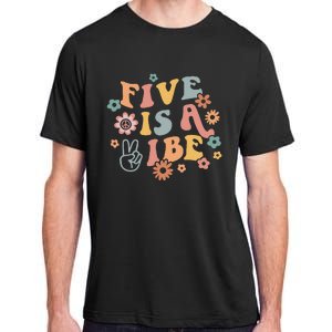 Groovy Hippie 5 Is A Vibe Boy 5th Birthday Party Decoration Adult ChromaSoft Performance T-Shirt