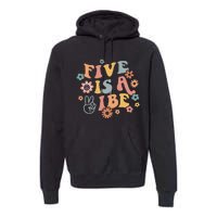 Groovy Hippie 5 Is A Vibe Boy 5th Birthday Party Decoration Premium Hoodie