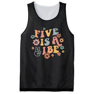 Groovy Hippie 5 Is A Vibe Boy 5th Birthday Party Decoration Mesh Reversible Basketball Jersey Tank