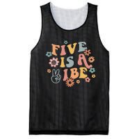 Groovy Hippie 5 Is A Vibe Boy 5th Birthday Party Decoration Mesh Reversible Basketball Jersey Tank