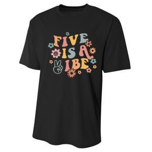 Groovy Hippie 5 Is A Vibe Boy 5th Birthday Party Decoration Performance Sprint T-Shirt