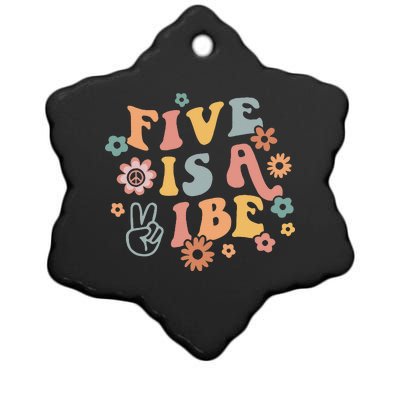 Groovy Hippie 5 Is A Vibe Boy 5th Birthday Party Decoration Ceramic Star Ornament